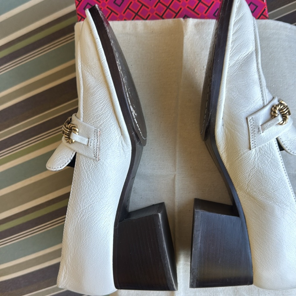 Tory Burch Perrine Heel Loafer 55mm New Ivory 104 Size 8 - Picture 8 of 13